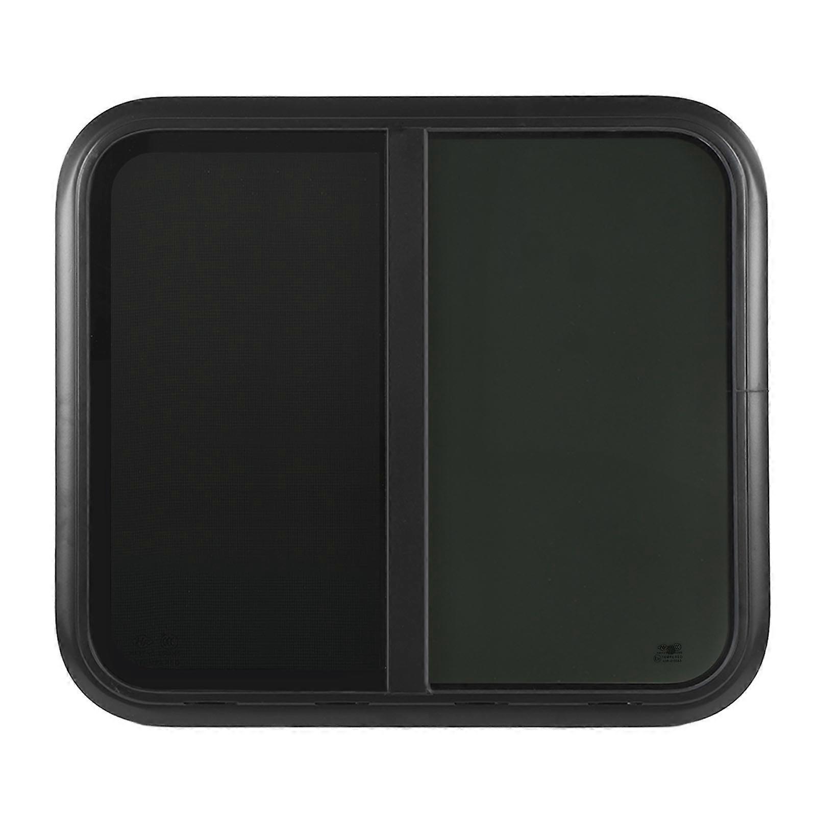 800x700mm圆形推拉窗厚钢化玻璃抗紫外线黑色铝合金框架带屏风，适用于33-38mm大篷车露营拖车RV