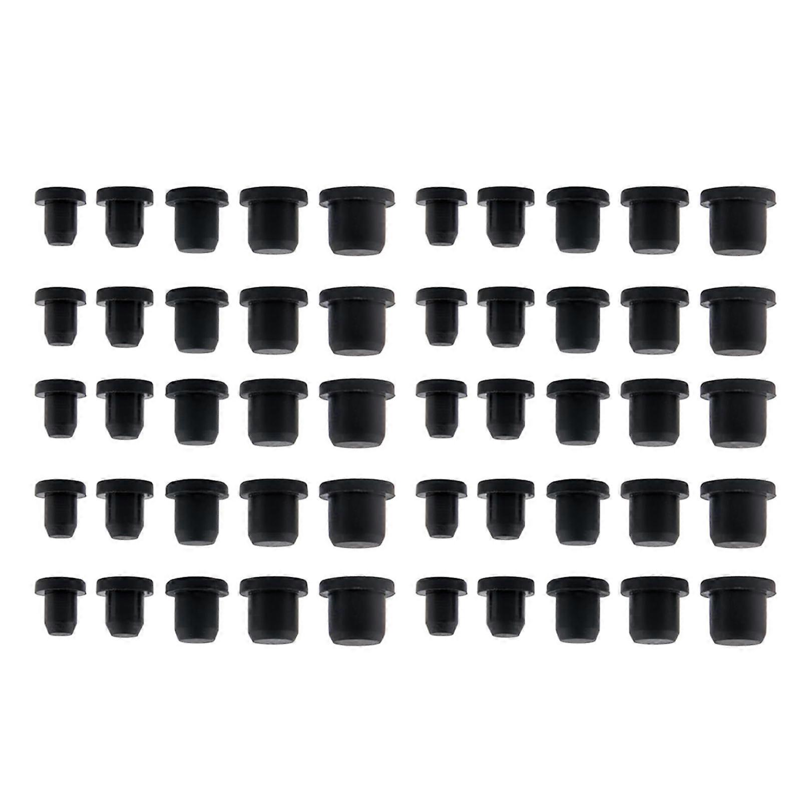 Bulk 50PCs 5 Size Silicone Plugs Cap Secure Design for Beverage Seasonings Bottles and Experimental Tubes Multicolor