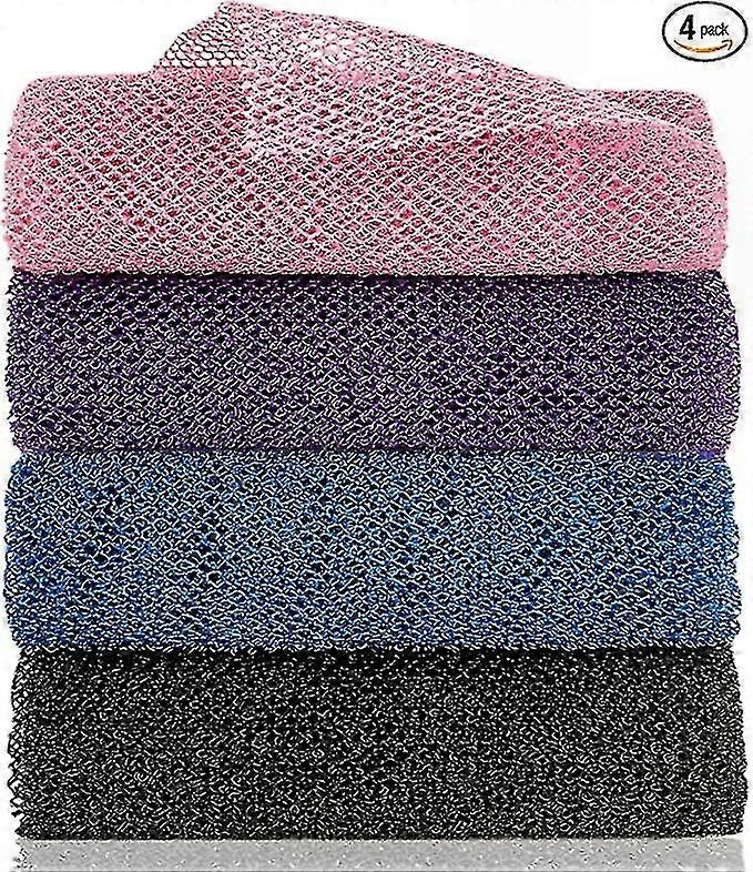 4-Pack African Bath Net Nylon Long Bath Towels