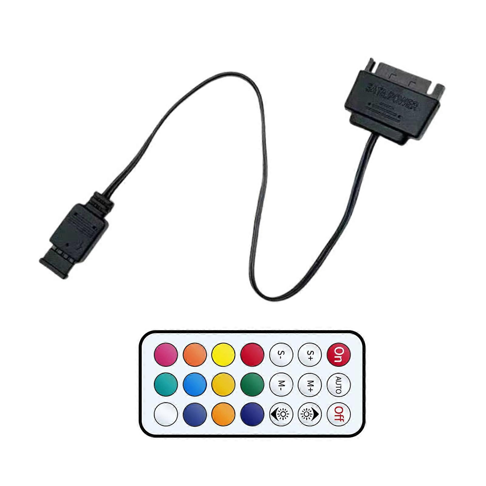 15Pin Power Computer Lighting Converter Supporting 10+ Color Effects via Remote Operation  Black