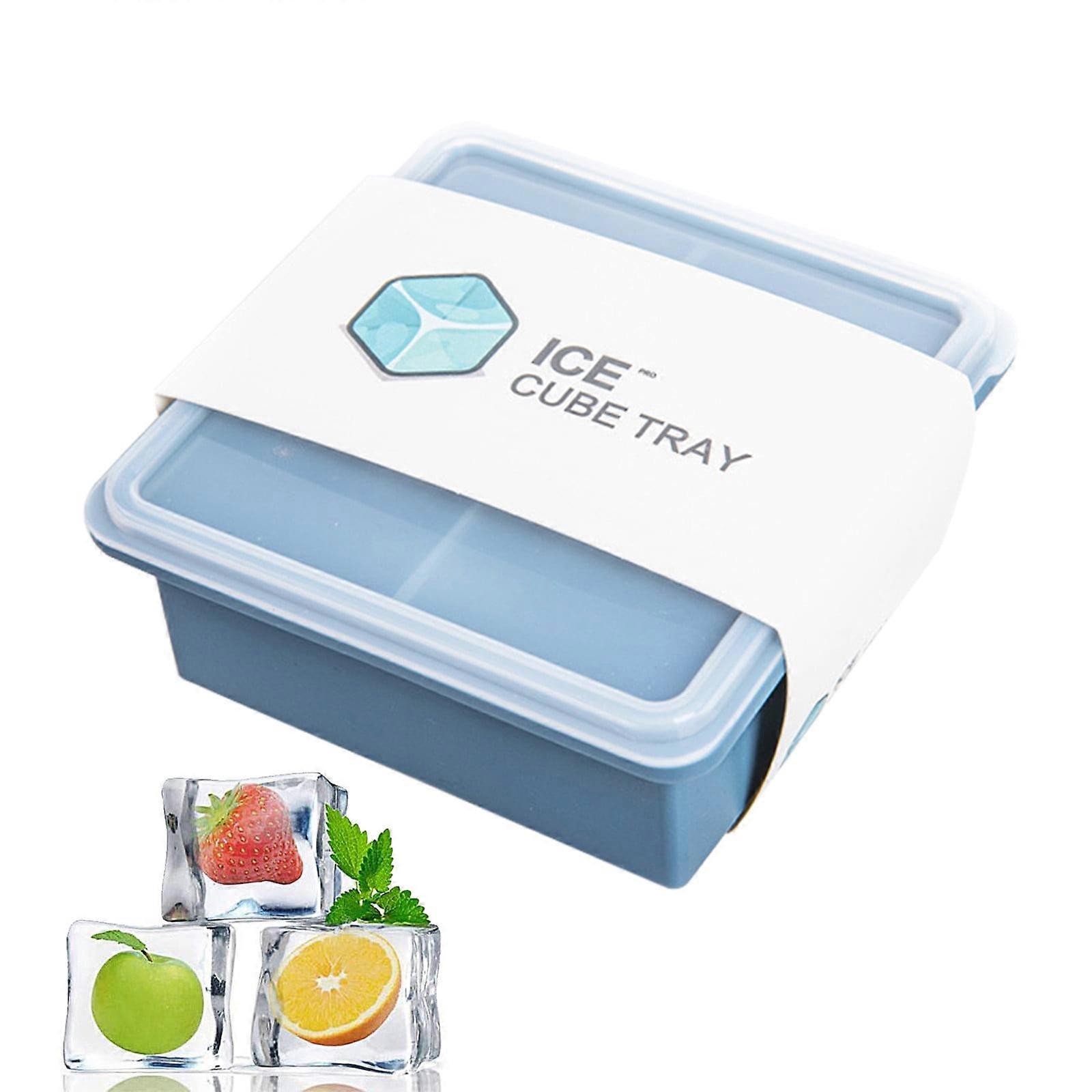 Fankiway Ice Lattice Ice Cube Molds, Ice Tray Bar Pudding Jelly Chocolate Making 4 Ice Cubes with Lid