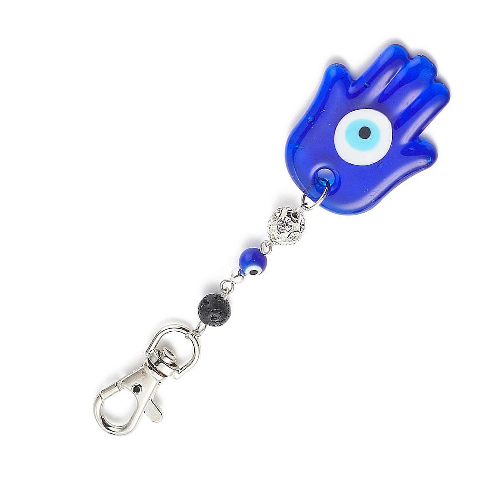 Translucent Blue Eye Bead Keychain Devil Eye Cellphone Strap Beaded Keyring Fashionable Jewelry Pendant for Daily Use Multicolor