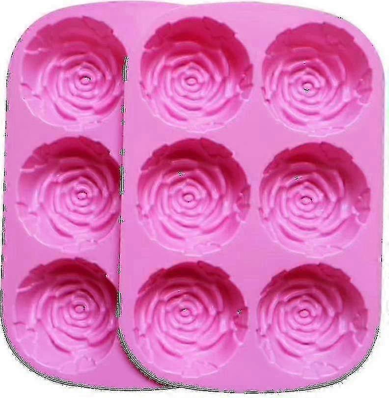 Set Of 2 Large Rose Flower Ice Cube Chocolate Soap Tray Mold Silicone Party Make f26