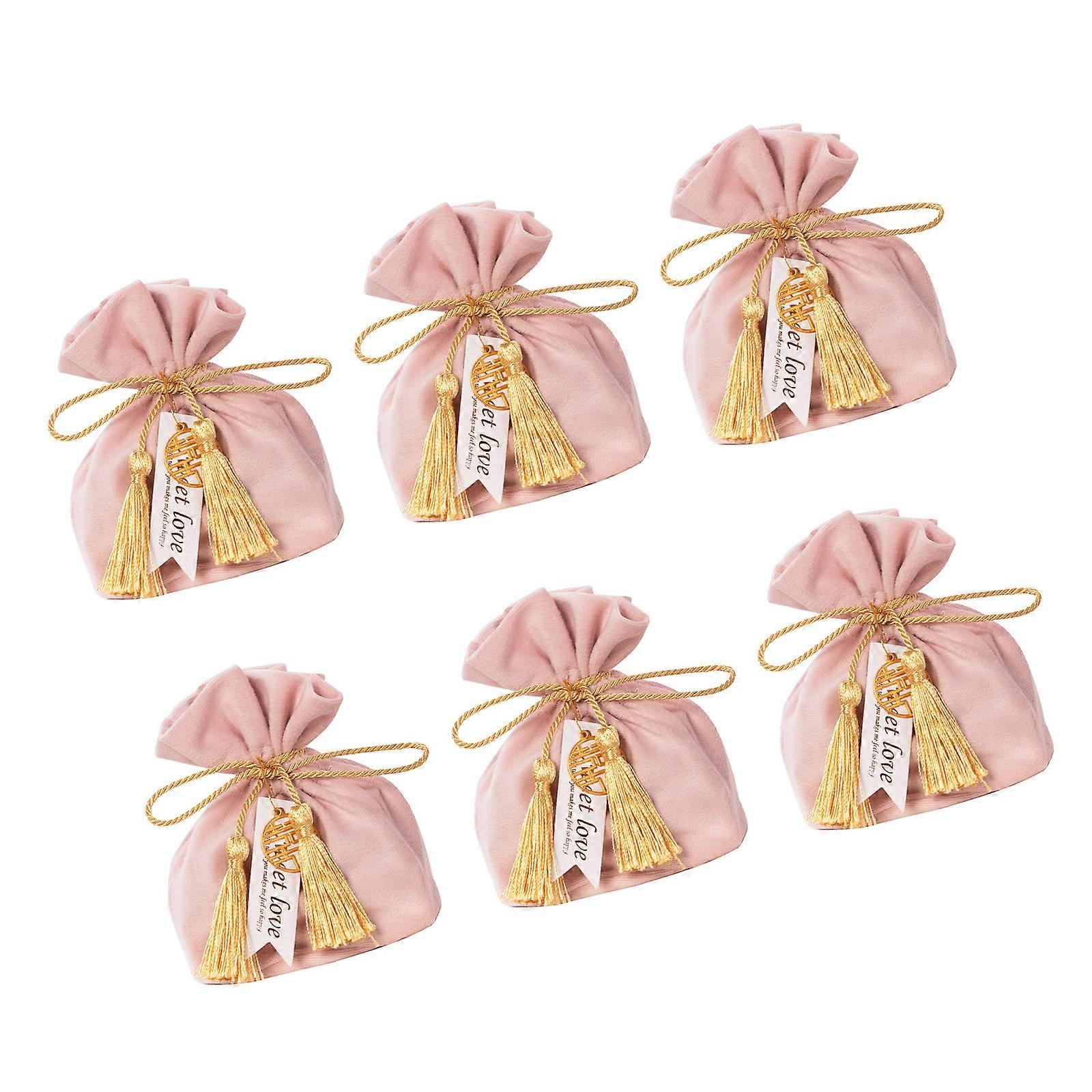 Versatile Fabric Drawstring Bags Efficient User Friendly Chinese Wedding Candy Packaging For Celebration And Daily Use  Pink