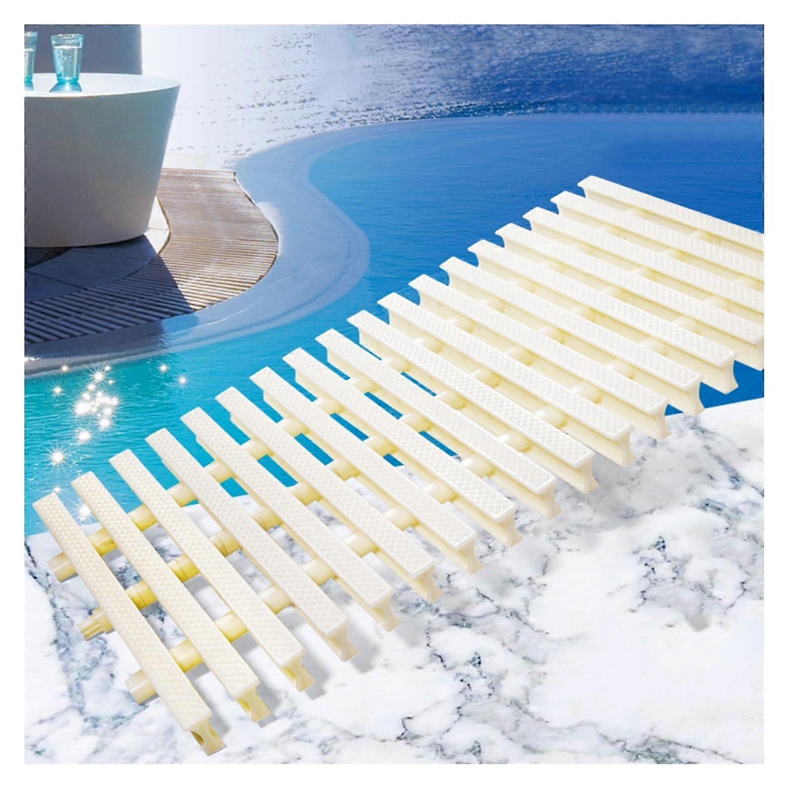 Swimming Pool Drainage Grate Detachable Plastic Shower Floor Drain Cover for Garden Garage Gutter Overflow Filter Beige 12x39.3IN Set of 3