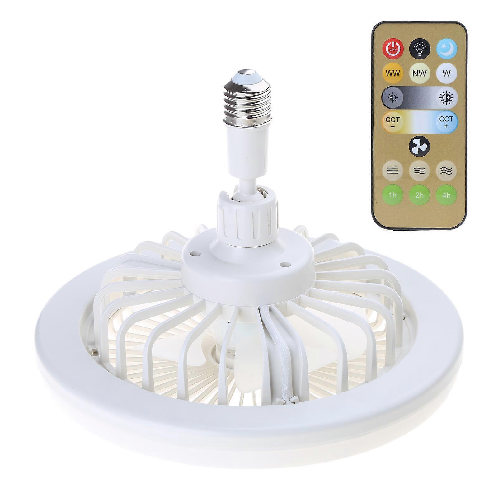 Ceiling Fan with LED Light, 3-Blade E27 Lamp Head Flush Mount with Remote Control,Wind Speed Light Brightness Adjustable Multicolor