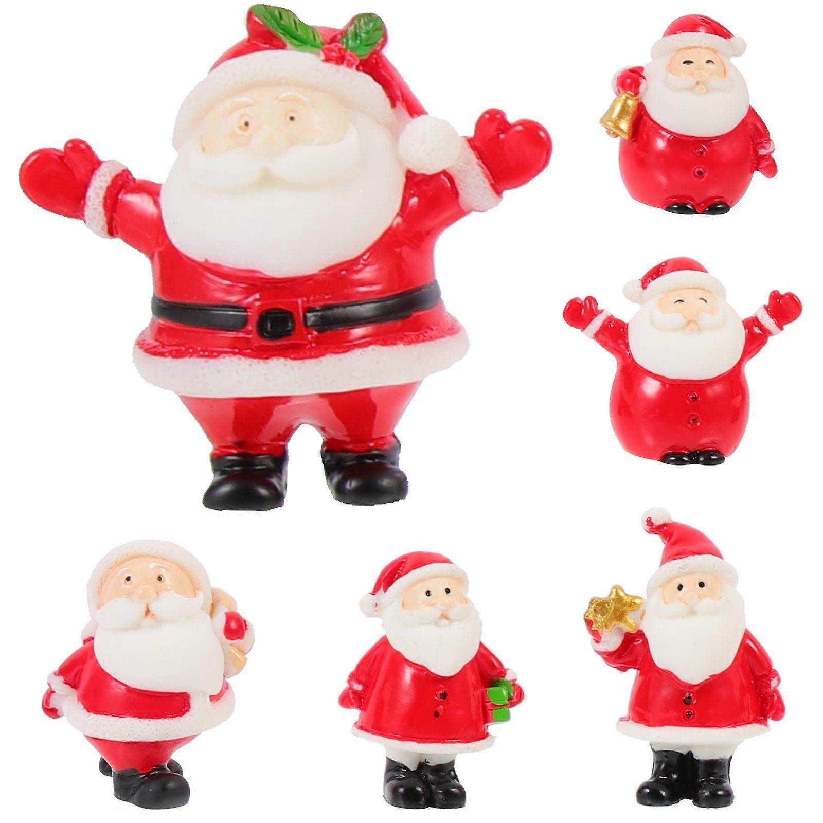 12pcs Christmas Santa Figurines Resin Santa Claus Miniatures Figurines Christmas Party Favors Gifts Mixed Style