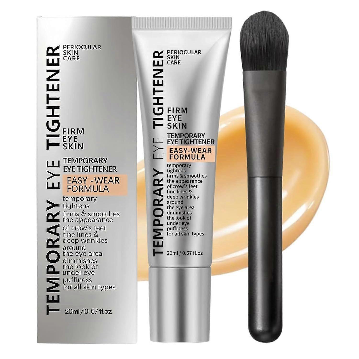 Instant Eye Tightener with Brush, Perfection Instant Firming Temporary Eye Tightener Cream for Fine Lines, Wrinkles & Puffiness, Easy-Wear Formula for