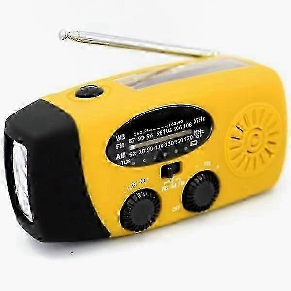 FM Clock Radio with Hand Crank, Solar Dynamo, and Battery Power
