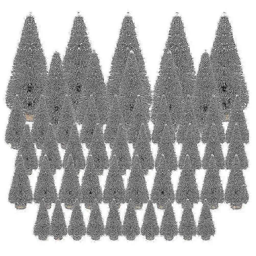 w 50pcs Miniature Artificial Christmas Tree Small Snow Frost Trees Pine
