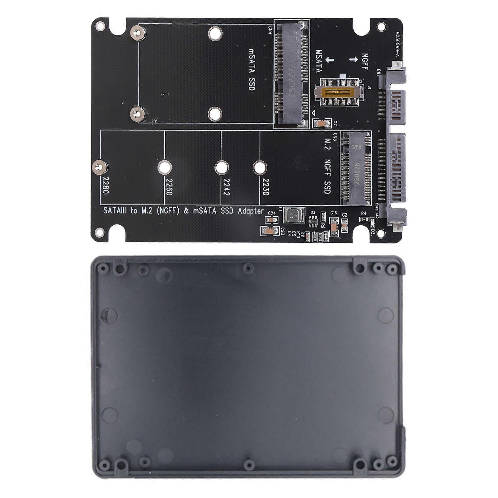 Efficient M.2 NGFF/MSATA To SATA3 Solid Disk Converter, Double SSD Slots With No Chip For Transfer Multicolor