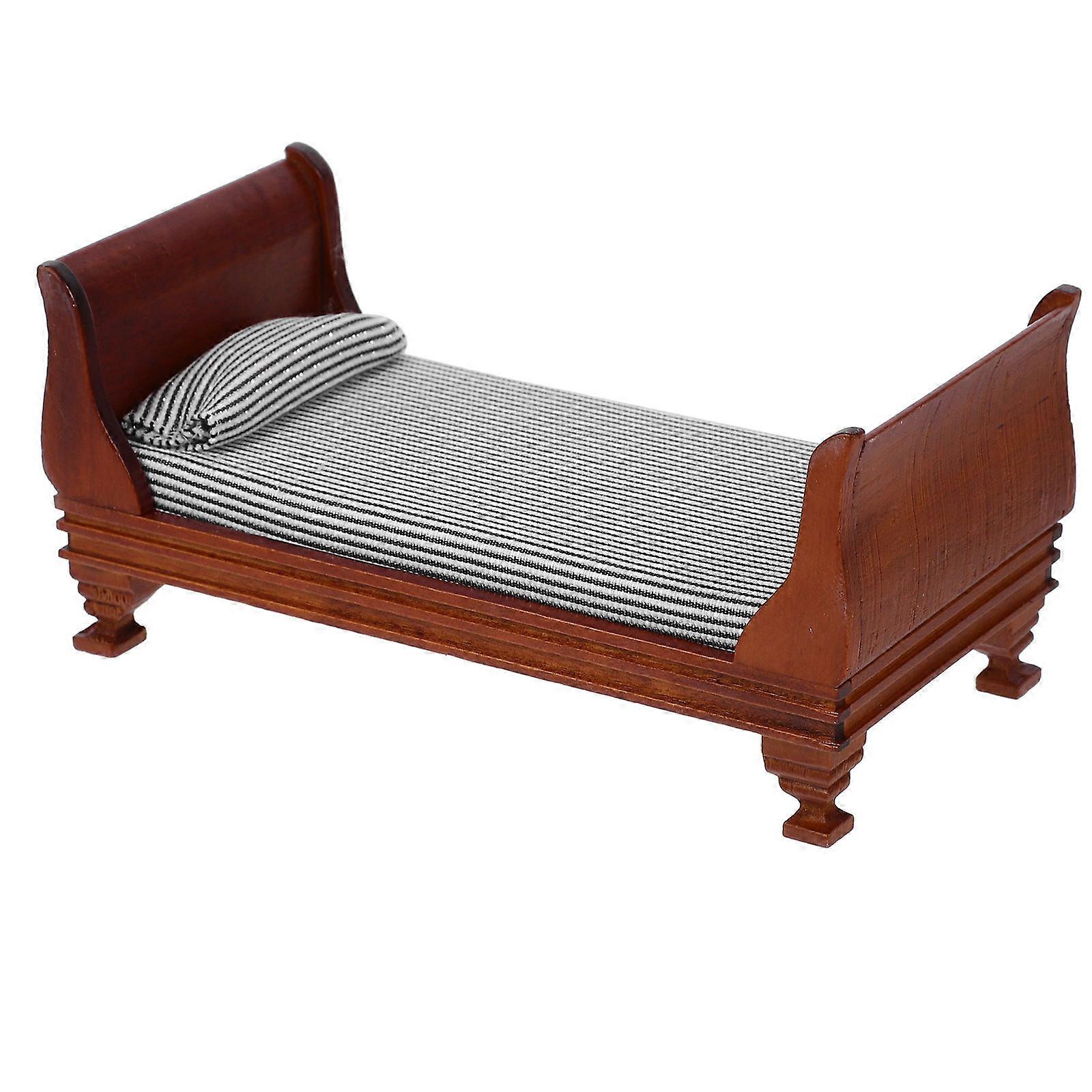 Dollhouse Bed Set For Miniature Dolls With Chic Design 15.60X7.80X7.20CM Rectangular Mini Accessory 1Set