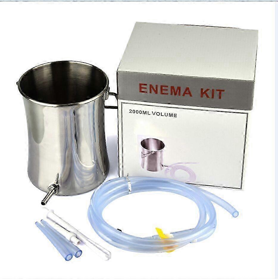 2L Health Stainless Steel Enema Bucket Suitable for Colon Cleansing Reusable Constipation Cleaning
