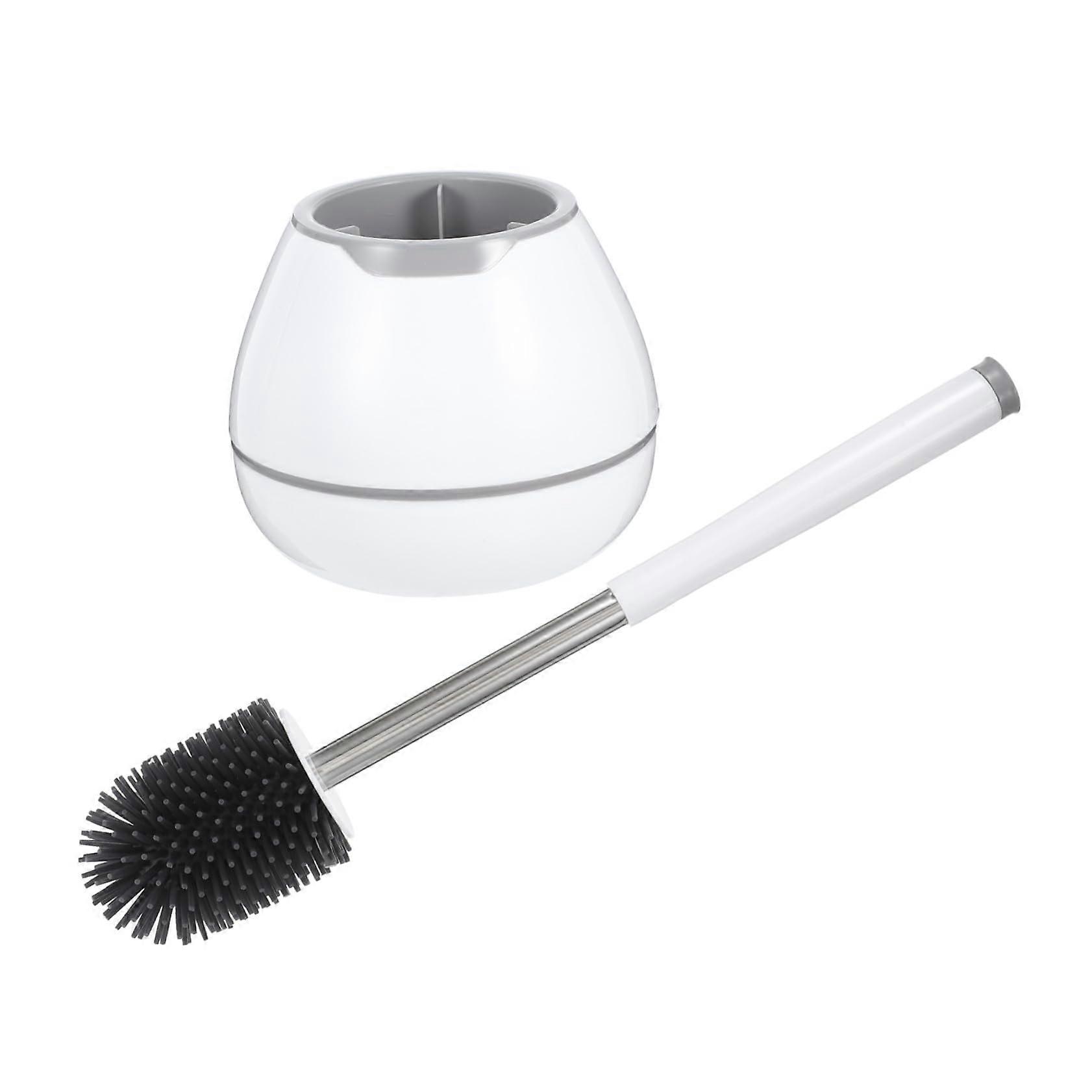 Toilet Brush with Long Ergonomic Handle and Soft Bristles Set with Stand for Bathroom Cleaning