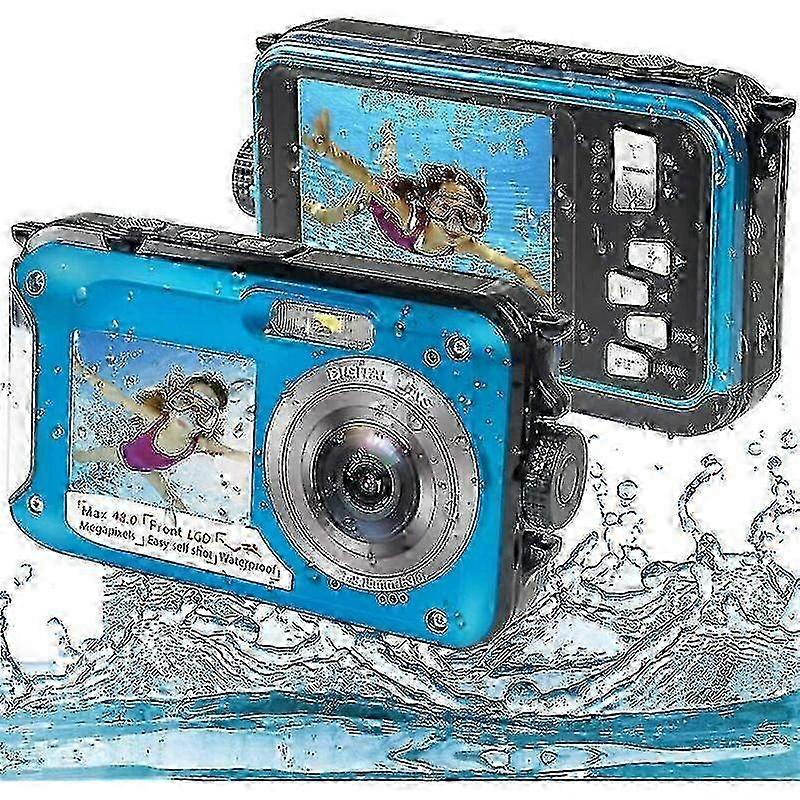 w Digital Underwater Camera, Full Hd 2.7k 48mp Underwater Camera Underwater Camera With Dual Screen, 16x Digital Zoom And Self-timer