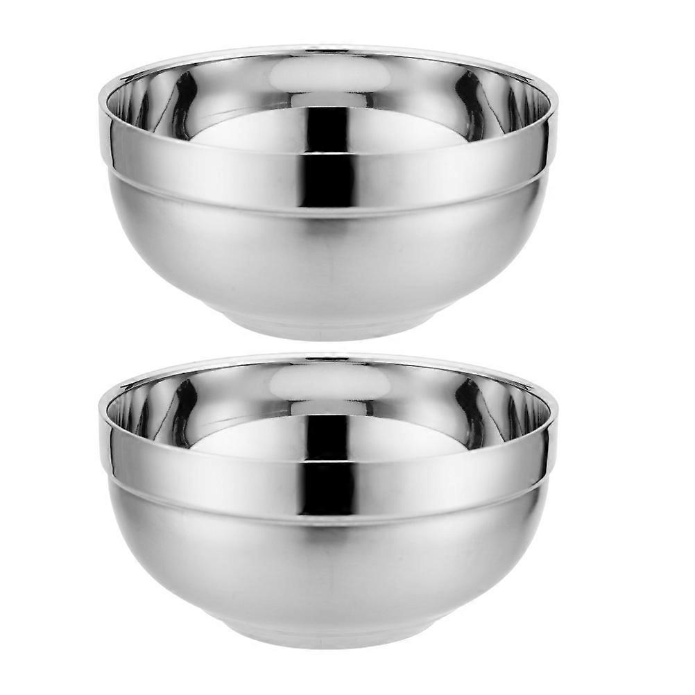 Stainless Steel Anti-Scald Platinum Bowl Double-Layer for Multi-Function 2Pcs