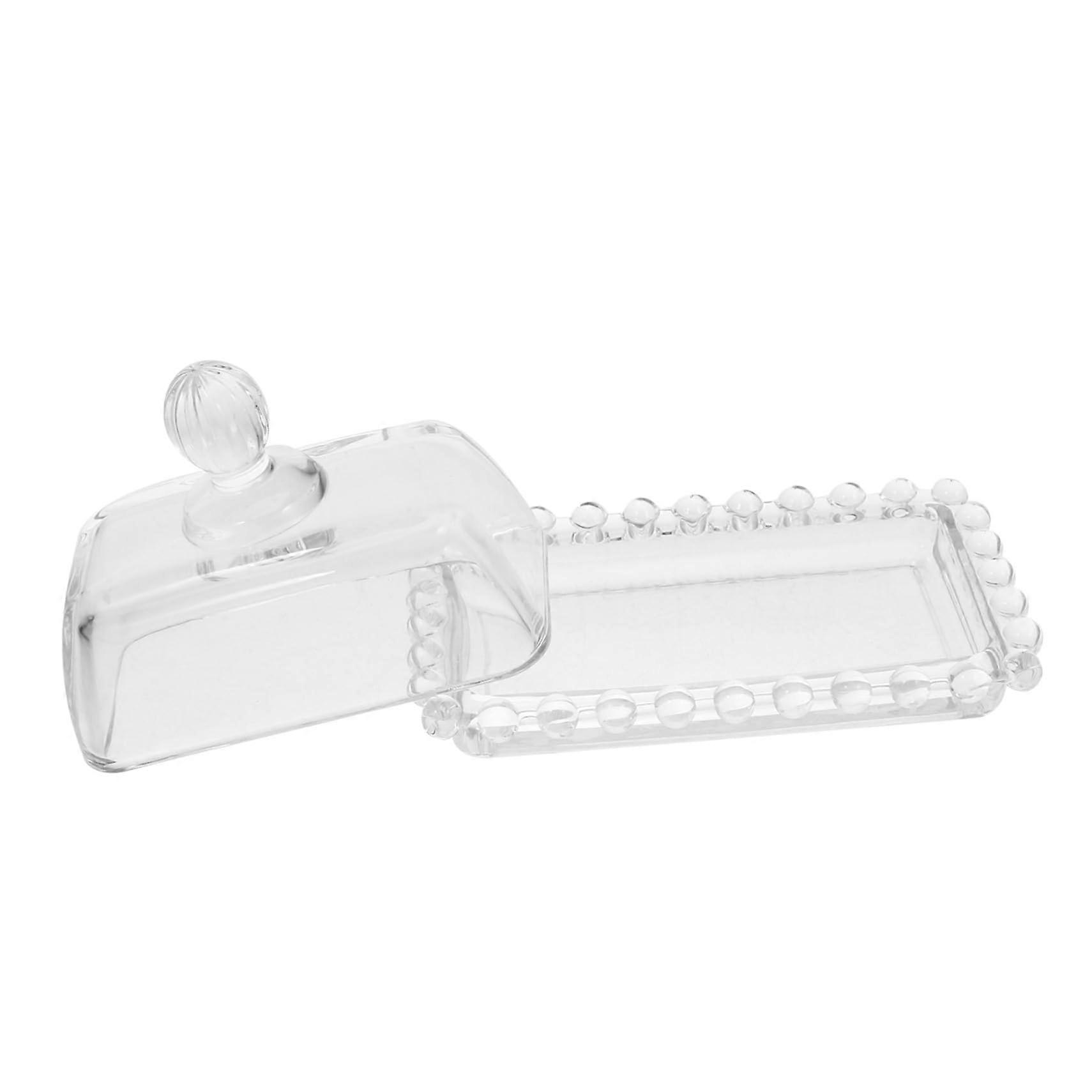 Glass Butter Dish with Lid for Countertop and Refrigerator, Elegant Butter Keeper for Freshness