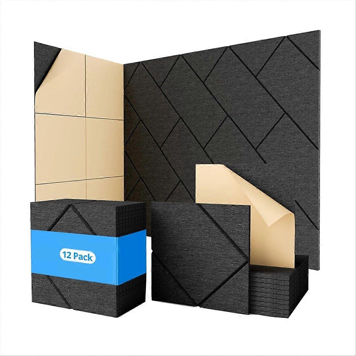 12 Pack Soundproof Wall Panels Self-Adhesive, Acoustic Panels