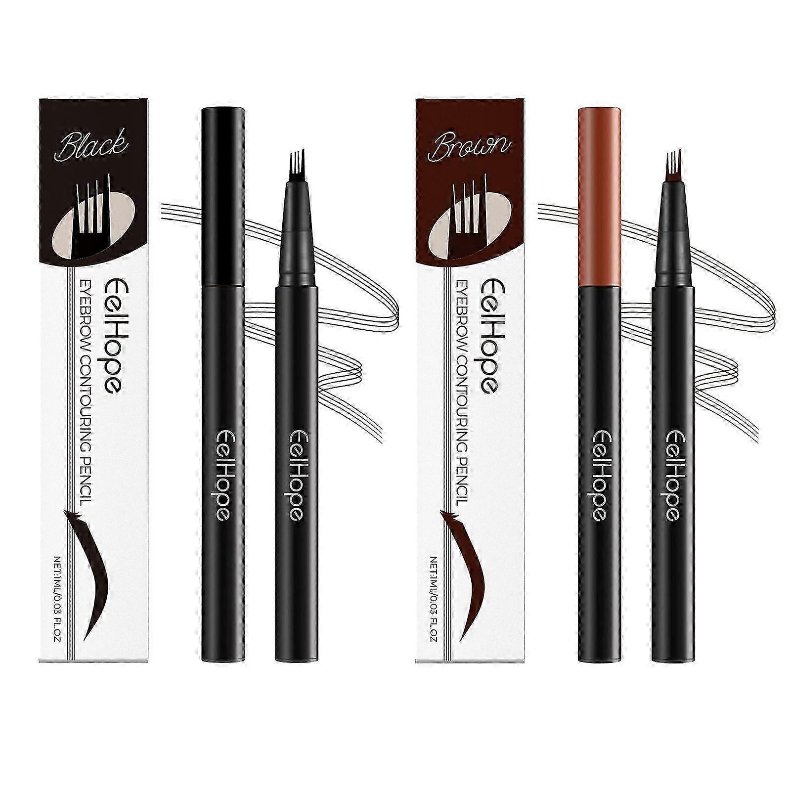 Eelhope Four-Fork Eyebrow Pencil Micro-Fork Tip Applicator Is Waterproof, Sweat-Proof, Long-Lasting Eyebrow Pencil Moisturizing, Nourishing And Makeup
