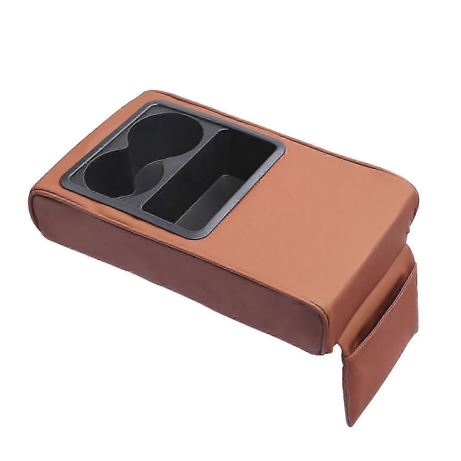 Universal Car Armrest Cushion with 2 Cup Holders and Storage Pocket