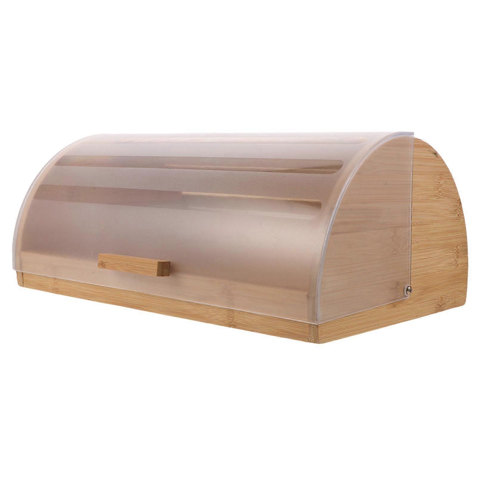 Bamboo Bread Box with Roll-Top Storage for Kitchen Use Khaki