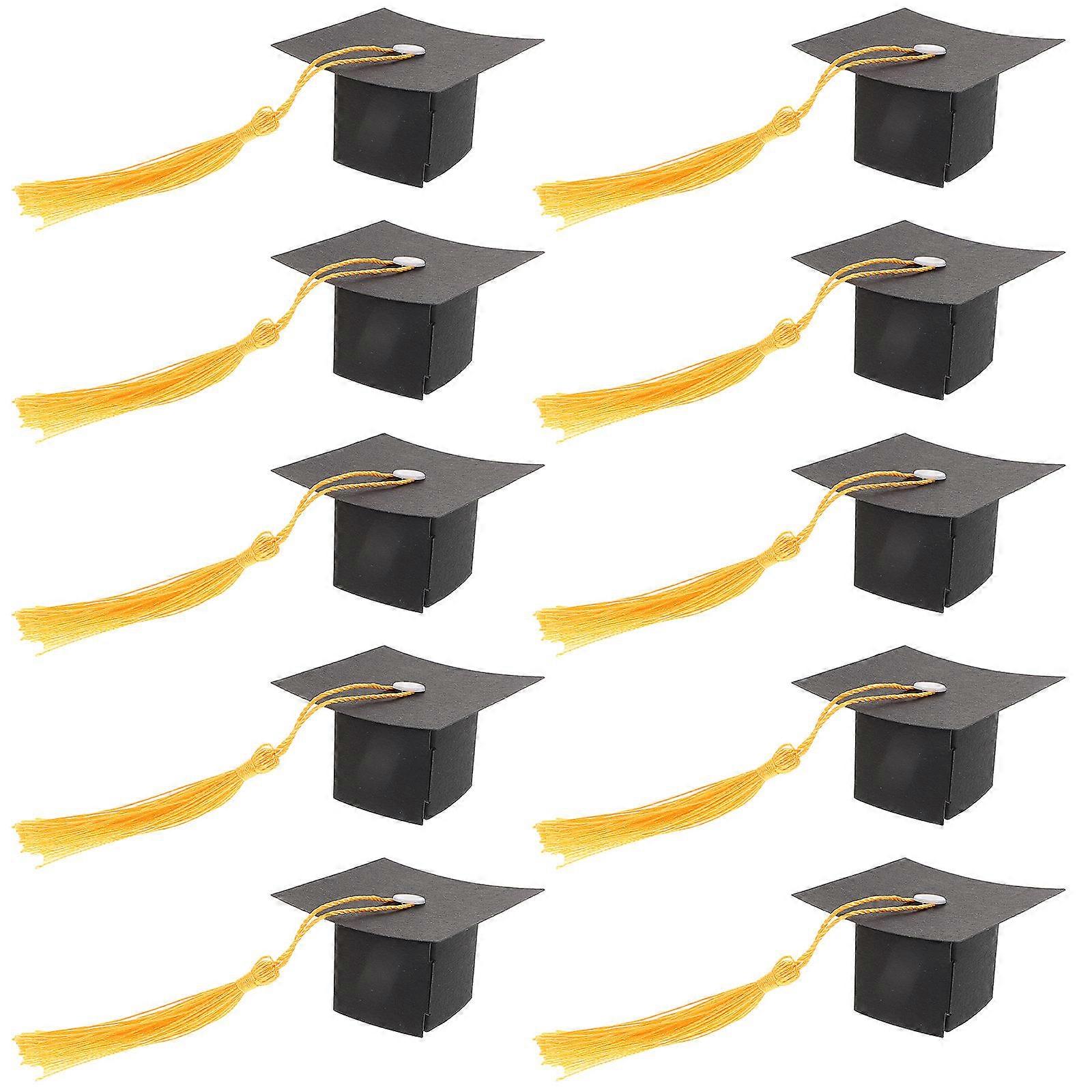 Mini Graduation Caps Decorations Graduation Cap Cake Toppers Set 10Pcs