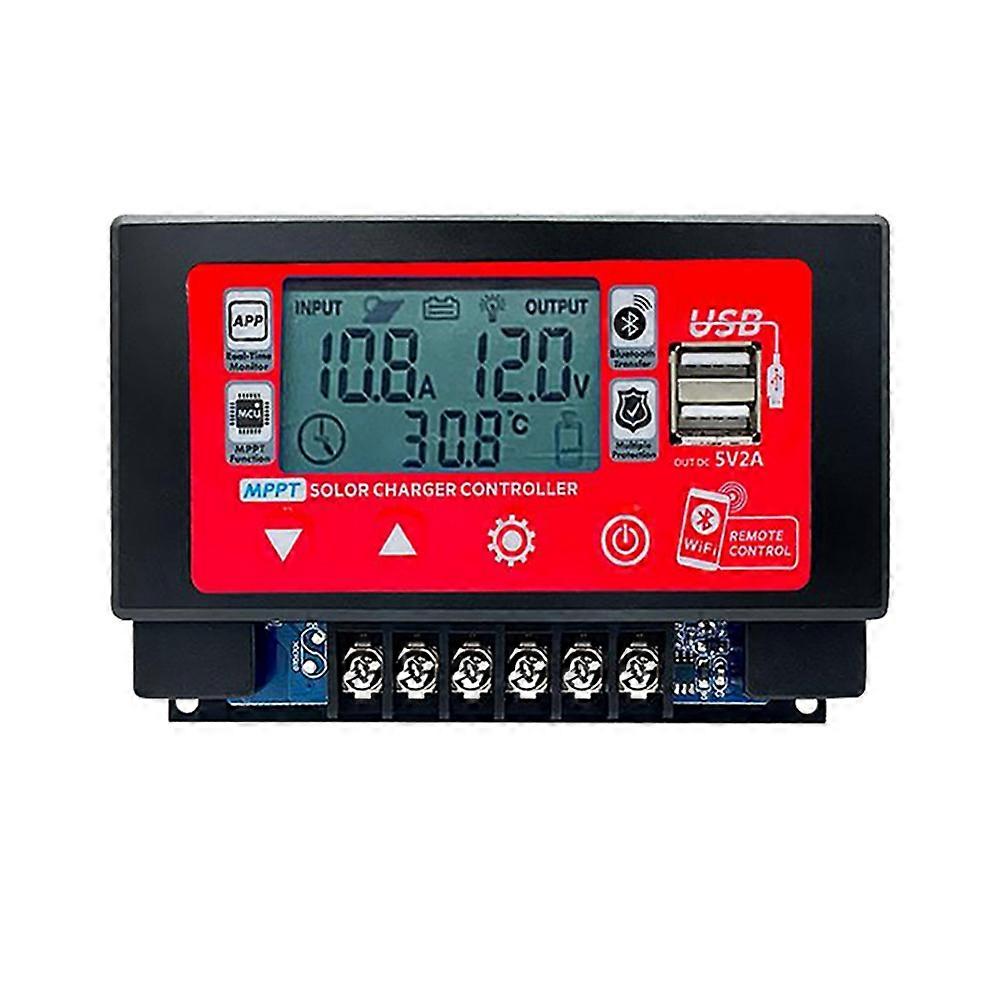 WIFI Bluetooth Solar Charge Controller 60A MPPT Controller with LCD Display Dual USB Support 12V/24