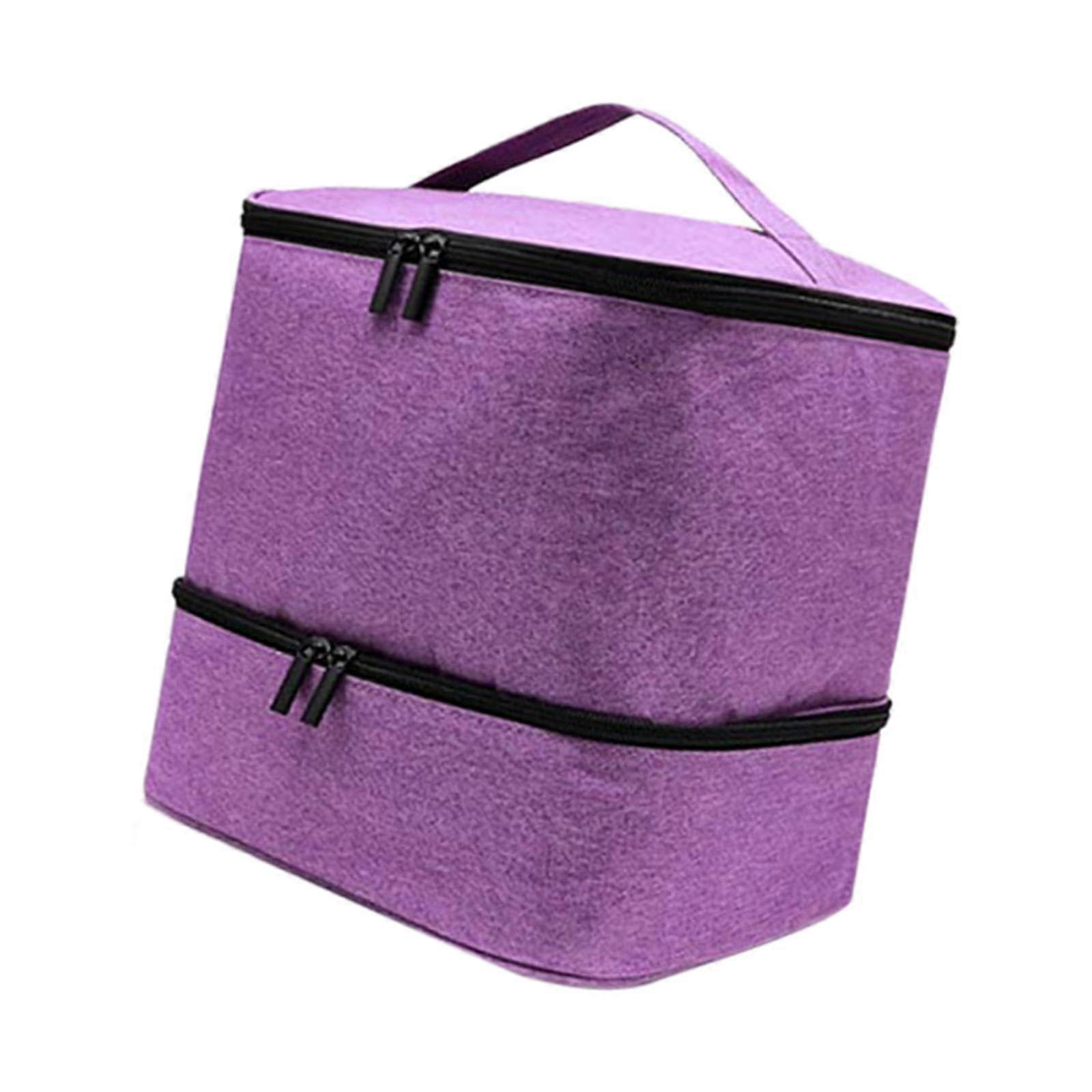 Double Layer Nail Polish Organizer for 30 Bottles with Adjustable Dividers and Tool Compartment