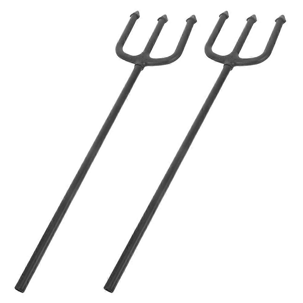 Halloween Pitch Fork Prop for Game Playing 2Pcs Black Plastic Demon