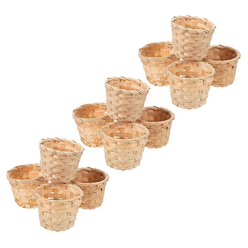 Bamboo Woven Storage Basket for Organizing 12Pcs Mini Decorative Baskets