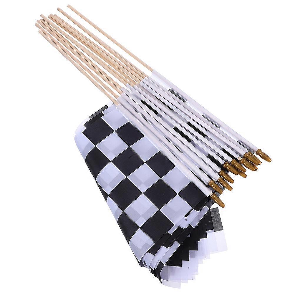 Checkered Racing Flags for Decoration 12Pcs Black White Handheld Stick Flags
