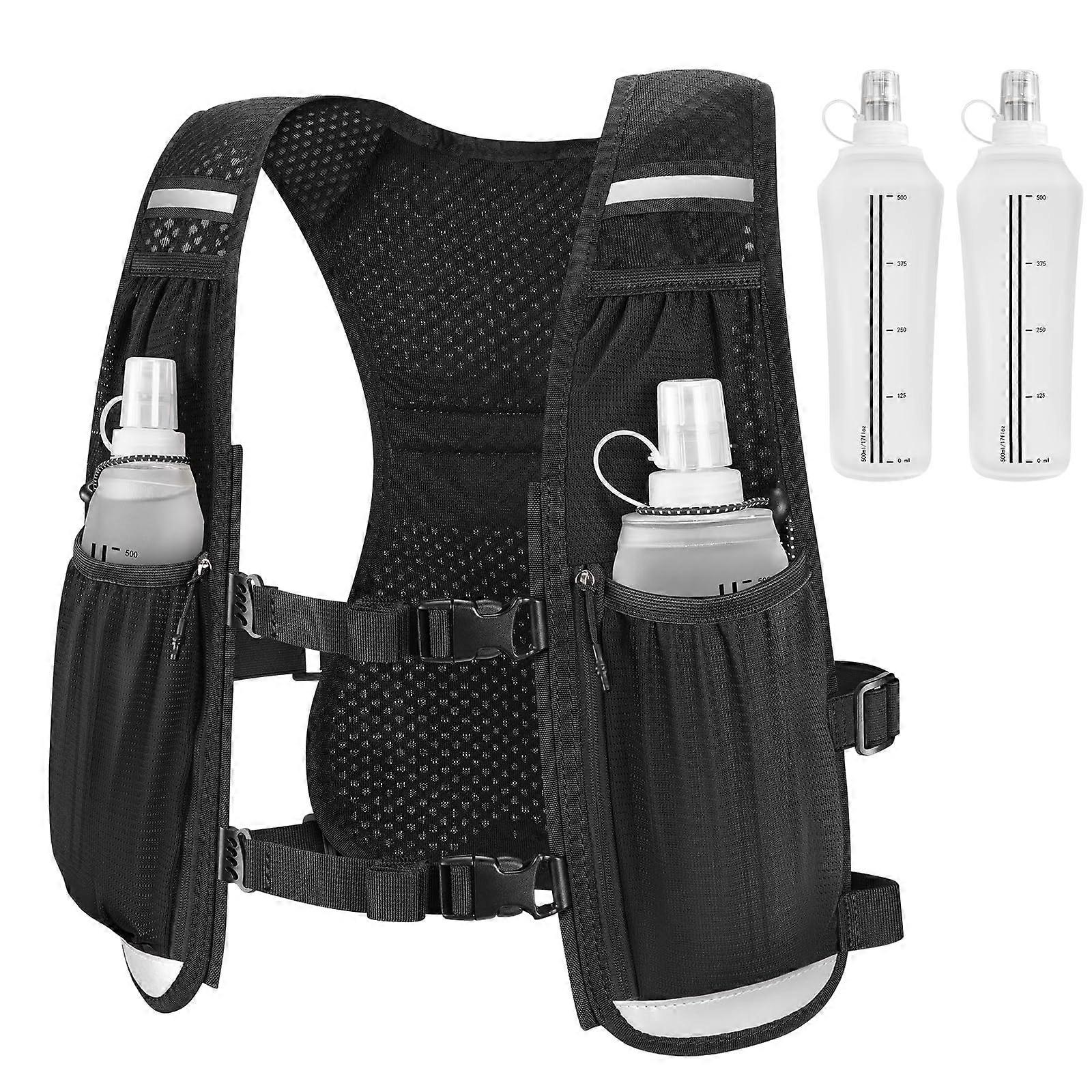 Hydration Vest with Dual 500ml Soft Flasks, Lightweight Trail Running Hydration Pack for Men and Women