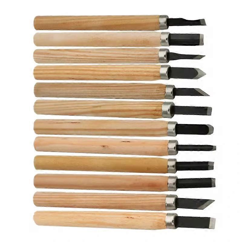 12pcs Wood Carving Chisels Set for Basic Cutting & Detailed Woodworking DIY Hand Tools Gouges Knife Kit