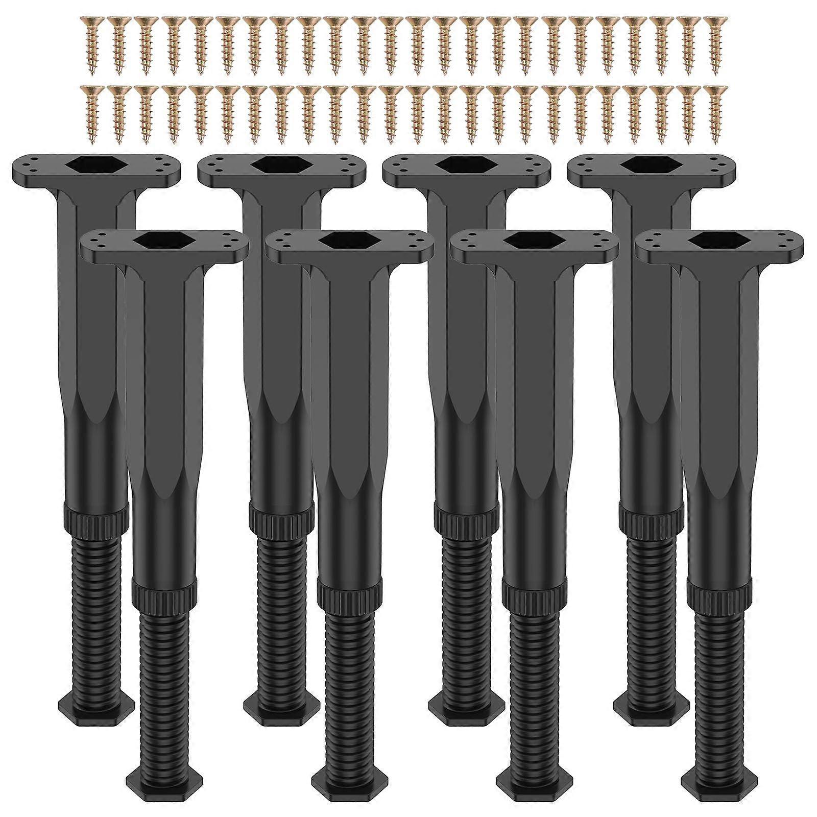8 Pcs Adjustable Bed Frame Support Legs 7.8'15' with Wide Stable Base and Floor Protection