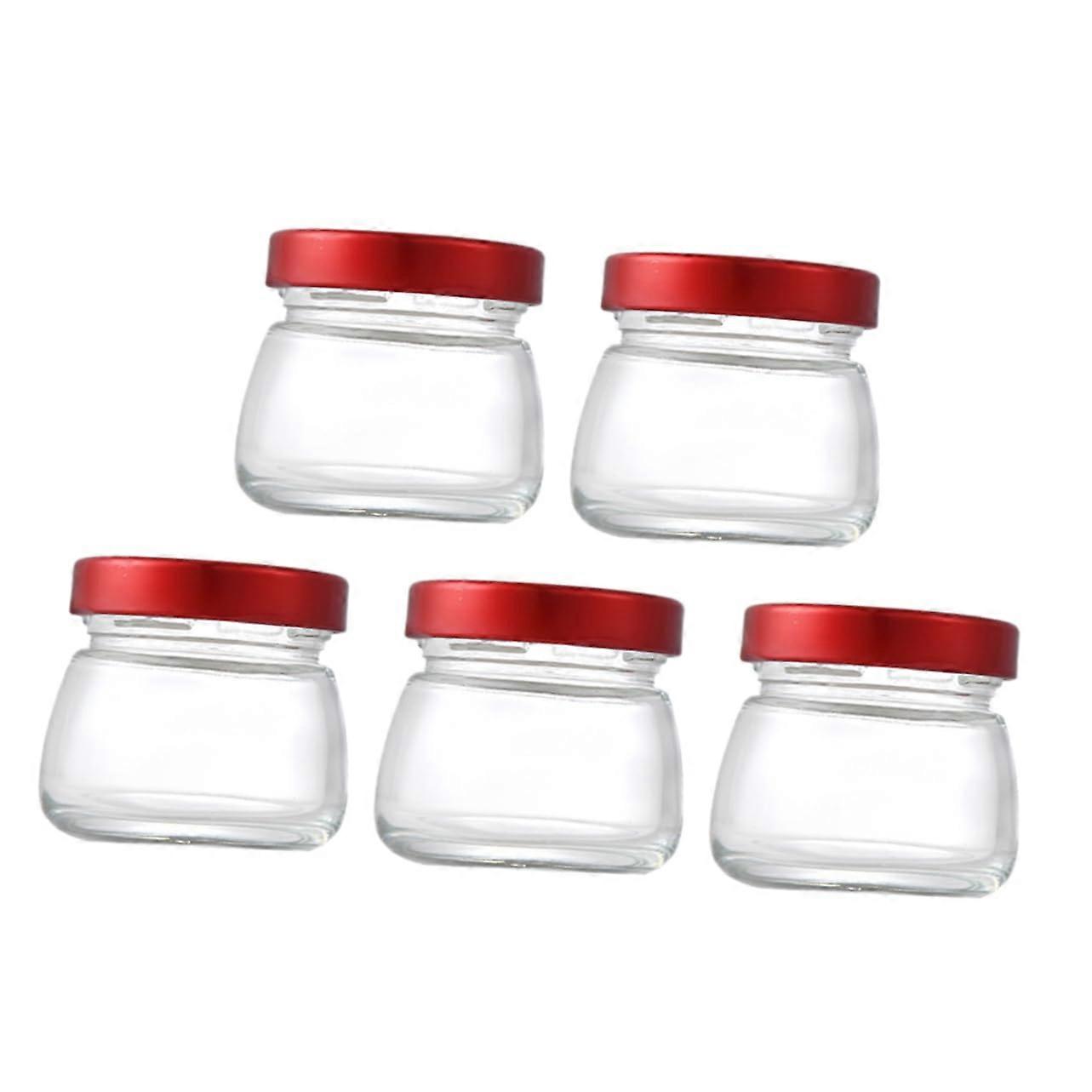 5pcs Glass Storage Jars with Lids for Honey Bird Nest Jelly Compact Transparent Design 6.2cm