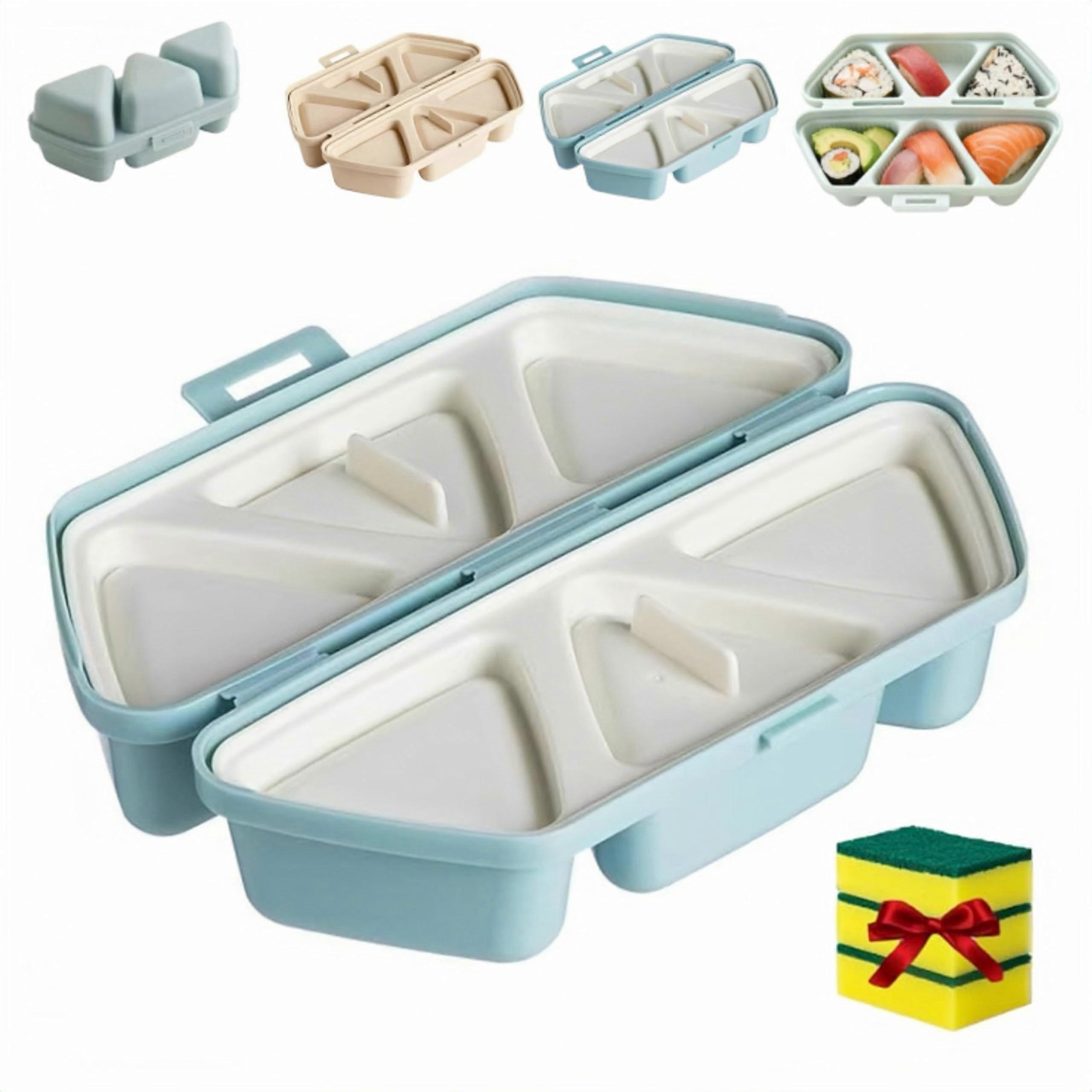 6 in 1 Onigiri Mold Rice Ball Maker, NonStick Triangle Sushi Press for Easy Clean and Storage, Blue