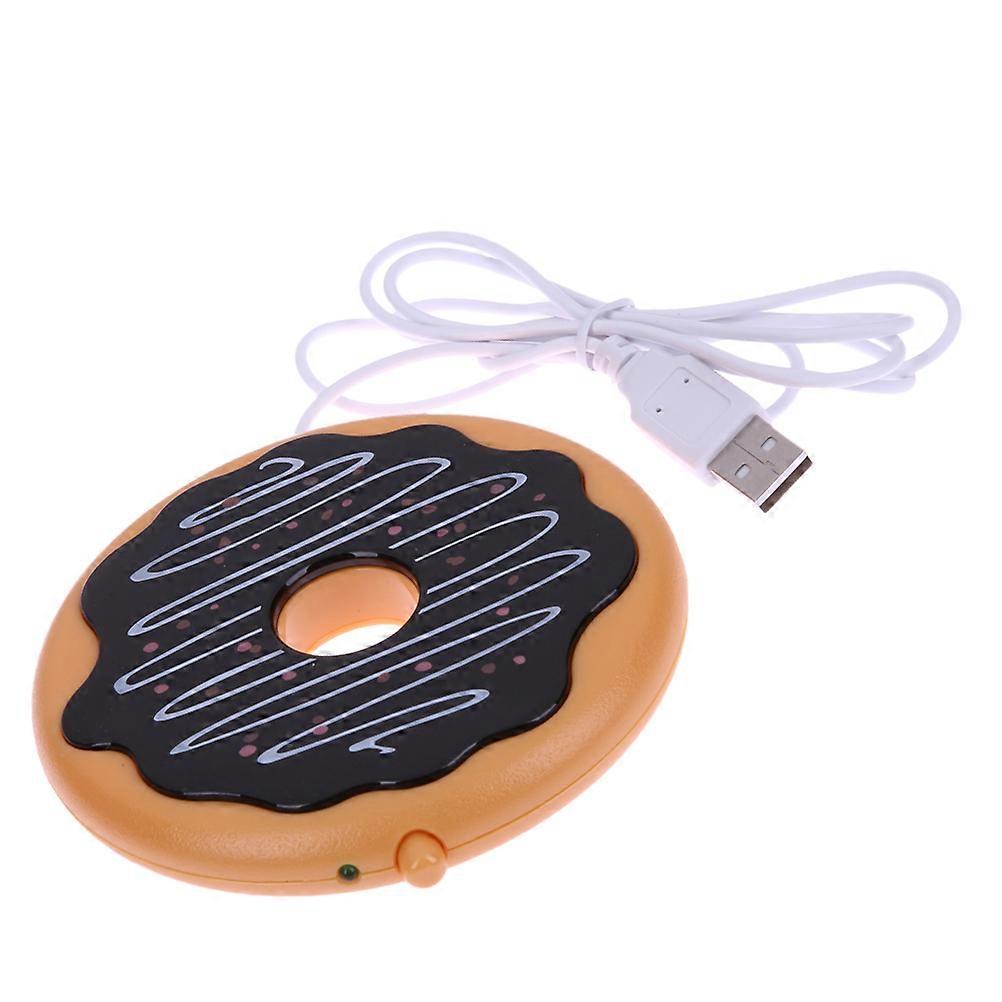 Beverage Heating Pad Usb Beverage Warmer For Drinks Yellow Coffee Doughnut Shape 1Pc