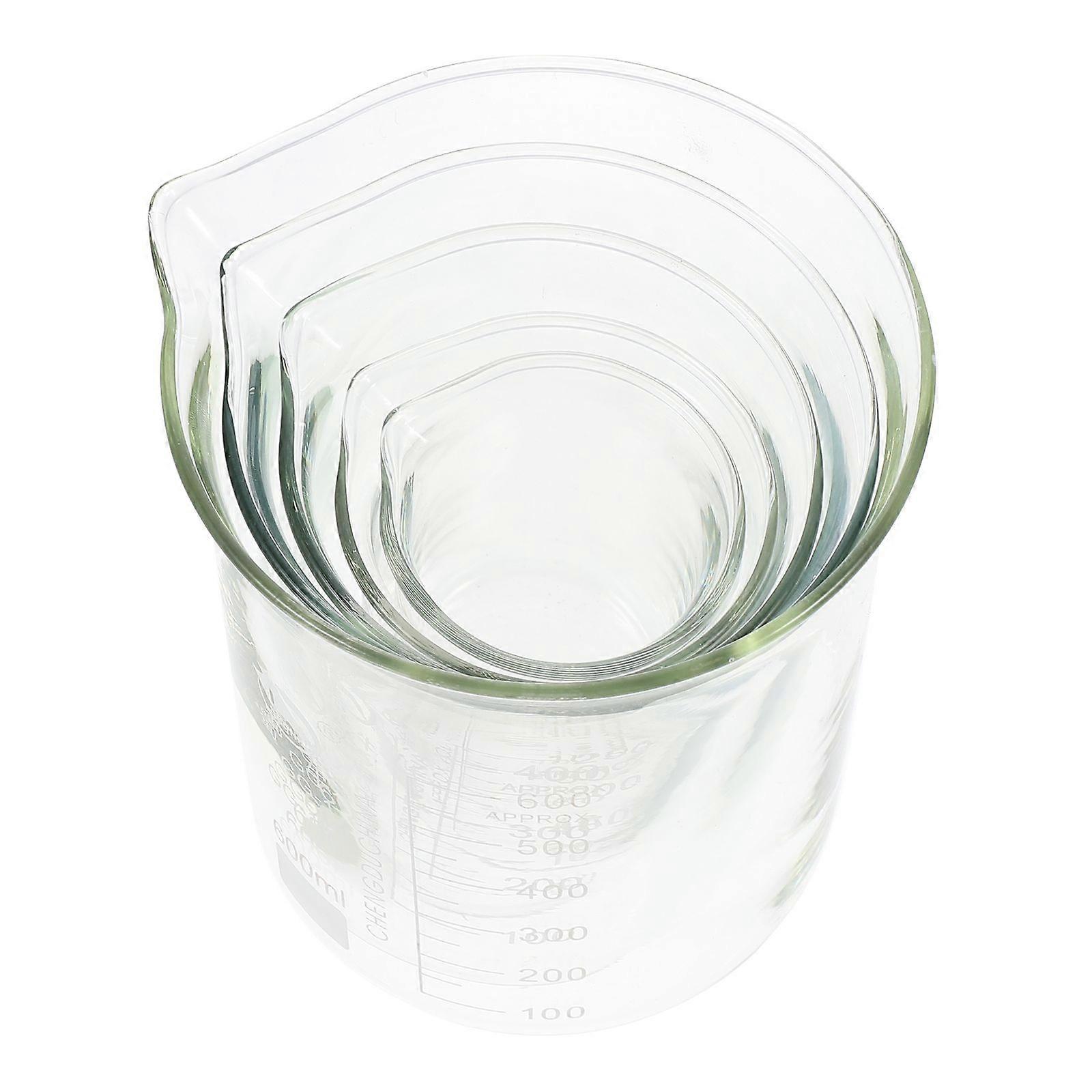 Glass Beakers Measuring Cups for Storage Use 5Pcs Transparent Material