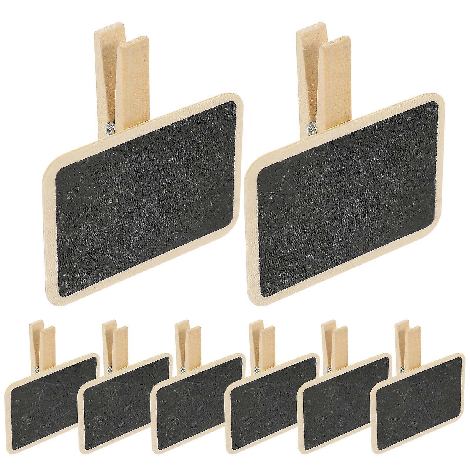 Black Mini Chalkboard Clip for Message Reminder 10Pcs Wooden Rectangle Boards