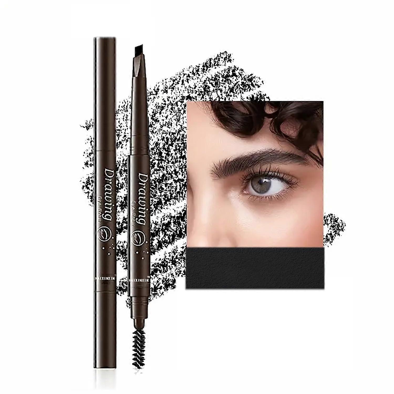 Waterproof Eyebrow Pencil with Brush, Long Lasting Triangular Tip for Natural Brows, 1pc Black