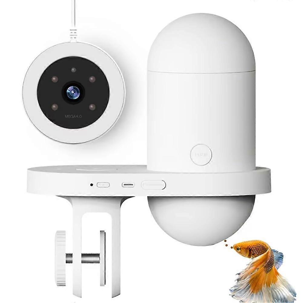Automatic Fish Feeder with 2K HD Camera, Smart App Control, Dual Feed Outlets and Timed Feeding