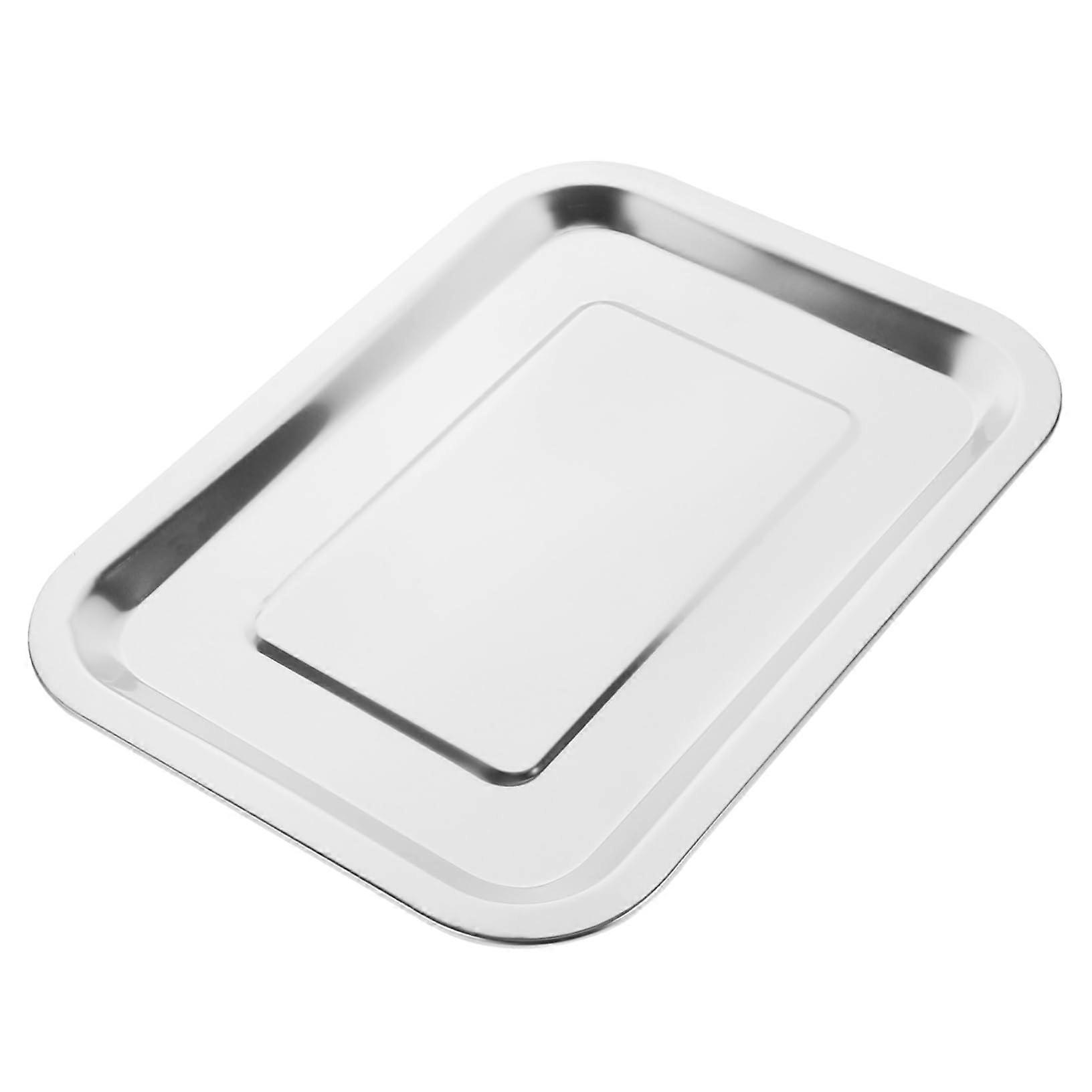 Stainless Steel Baking Tray 27x20cm Durable Rectangular Pan for Oven BBQ and Easy Cleaning