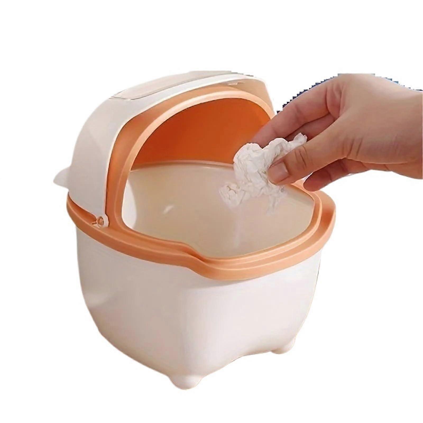 Desktop Trash Can Compact Lightweight Easy Clean Plastic Mini Waste Bin for Office Desk Orange