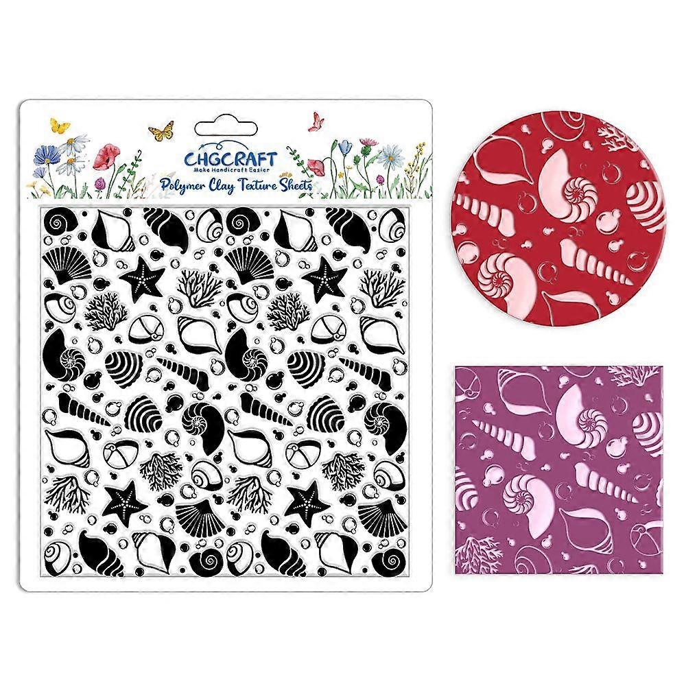 Seashell Silhouette Polymer Clay Texture Sheets Coral Silicone Texture Stamp Bubbles Clay Texture Mat Modeling Pattern Pad Texture Sheets for Jewelry 