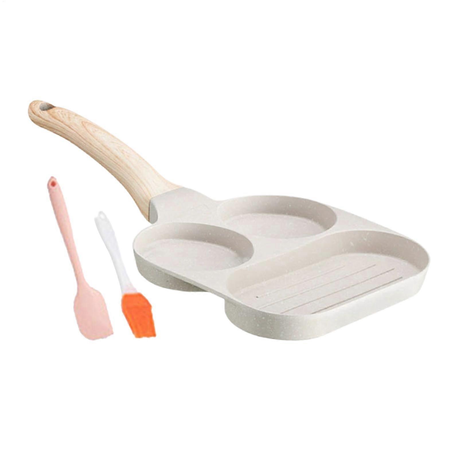 Egg Cooker NonStick 3Section Breakfast Grill Pan for Rapid Even Heating and Easy Clean