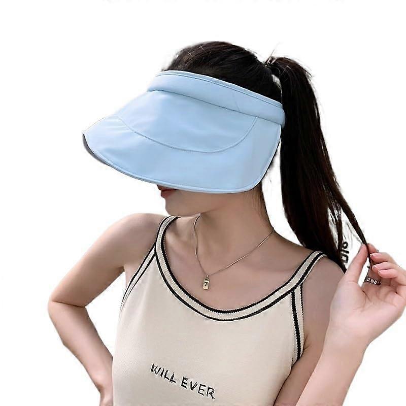 Women's Wide Brim Summer Sun Hat Blue UV Protection Empty  Breathable Medium Size