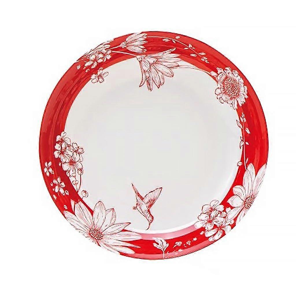 Ceramic Dinner Plate with Floral Butterfly Design, Bone China, Microwave Dishwasher Safe, Stackable