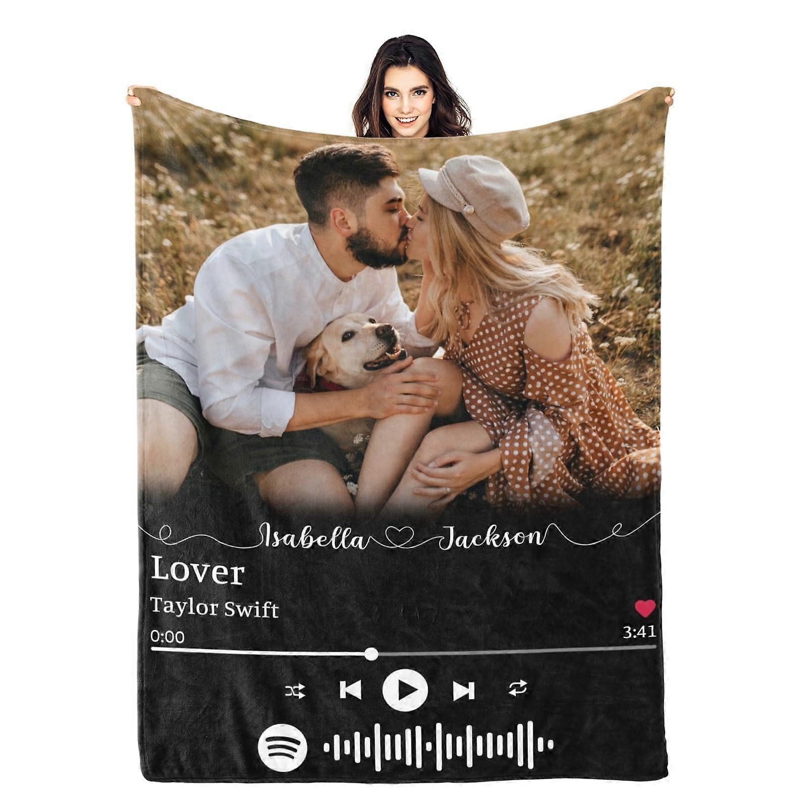 Custom Code Photo Blanket for Couples  Music Blanket Anniversary Gift Soft Fleece