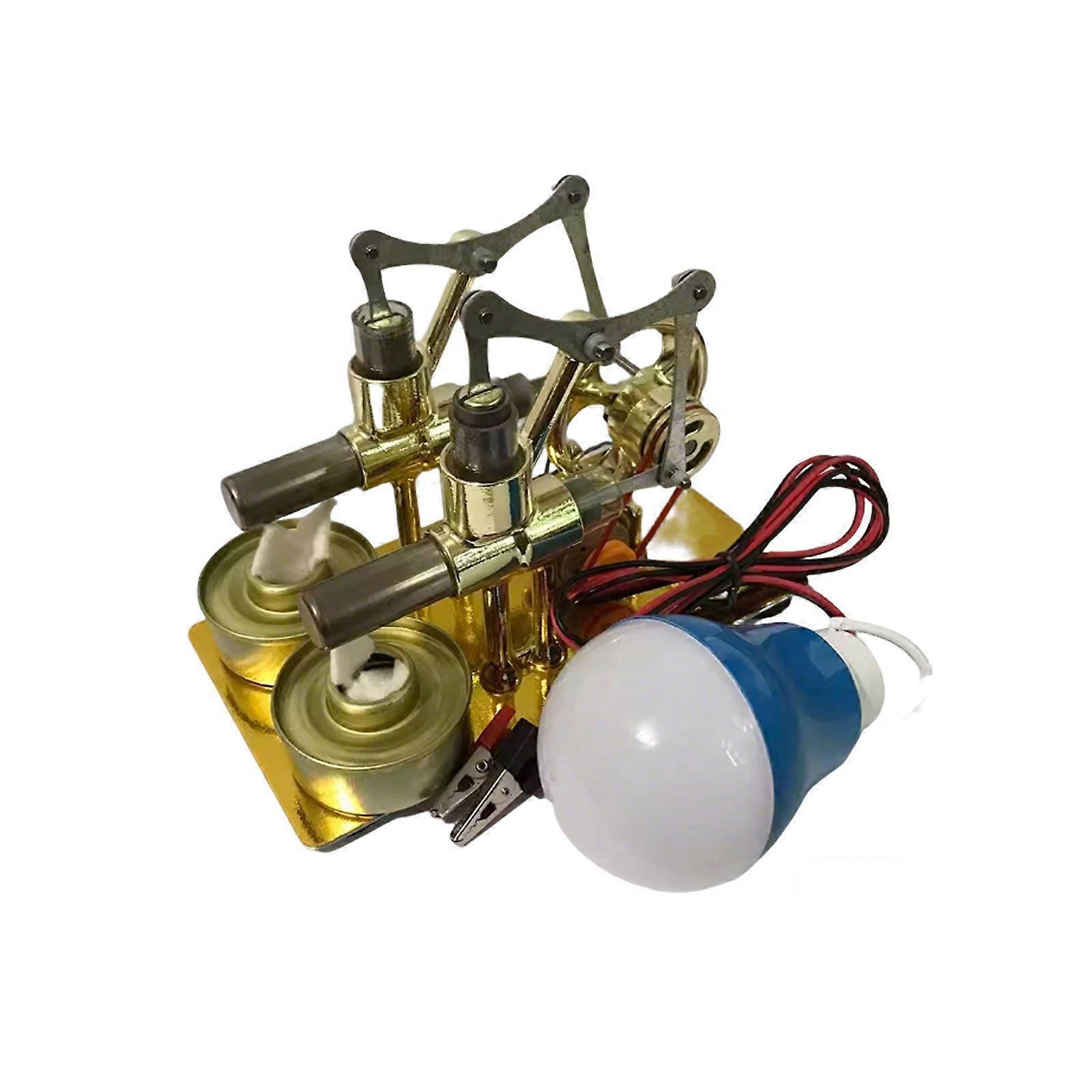 SteamPower Generator Motor Double Cylinder For HotAir Stirling Engine ModelKit