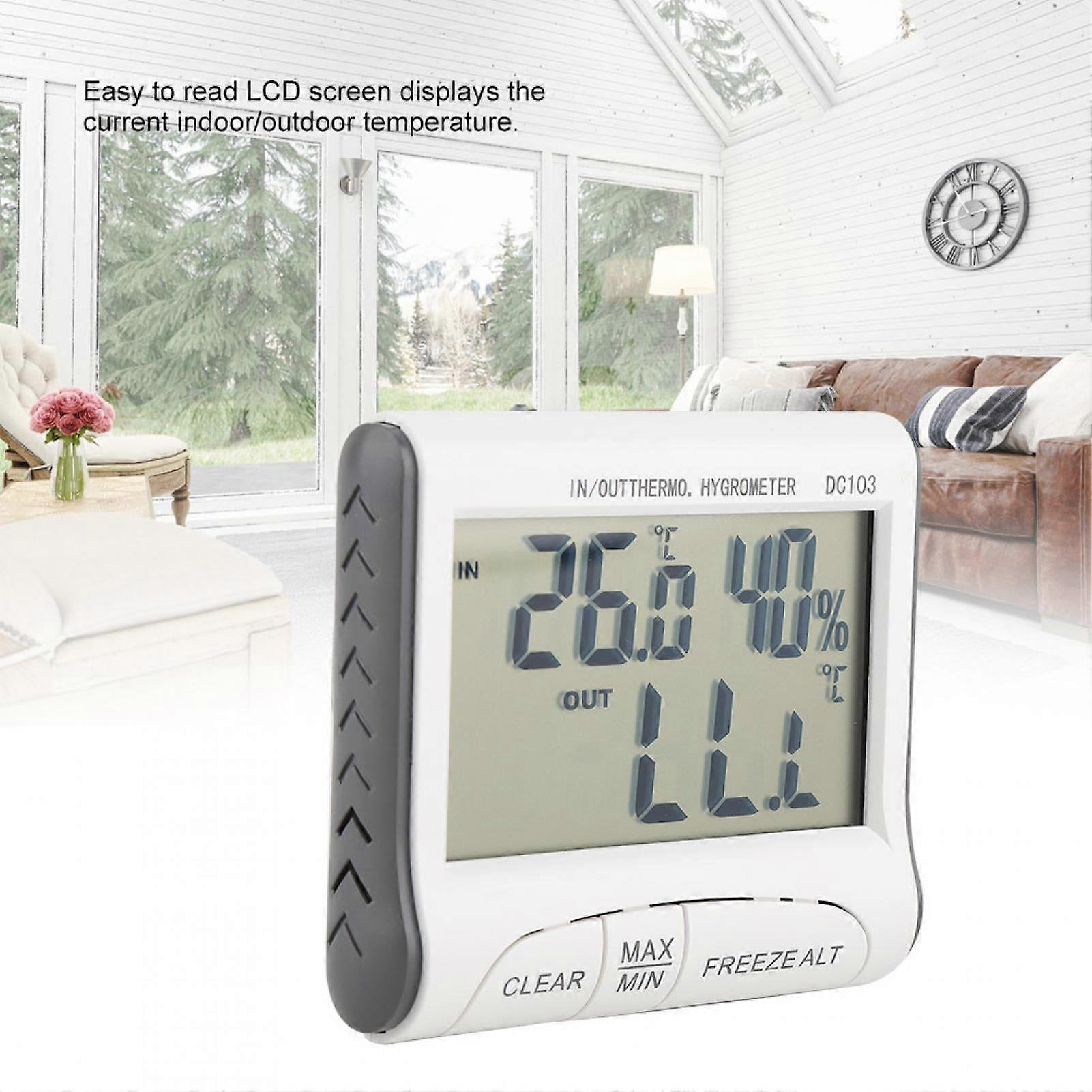 Digital Freezer Thermometer Indoor/Outdoor Temperature Sensor with Audible Alarm